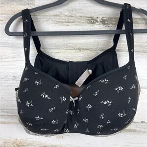 Cacique Women’s Plus 42DD Black Floral Lightly Lined Balconette Bra
